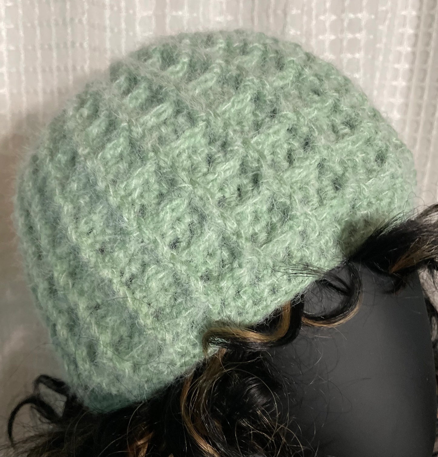 Fuzzy Waffle Stitch Beanie