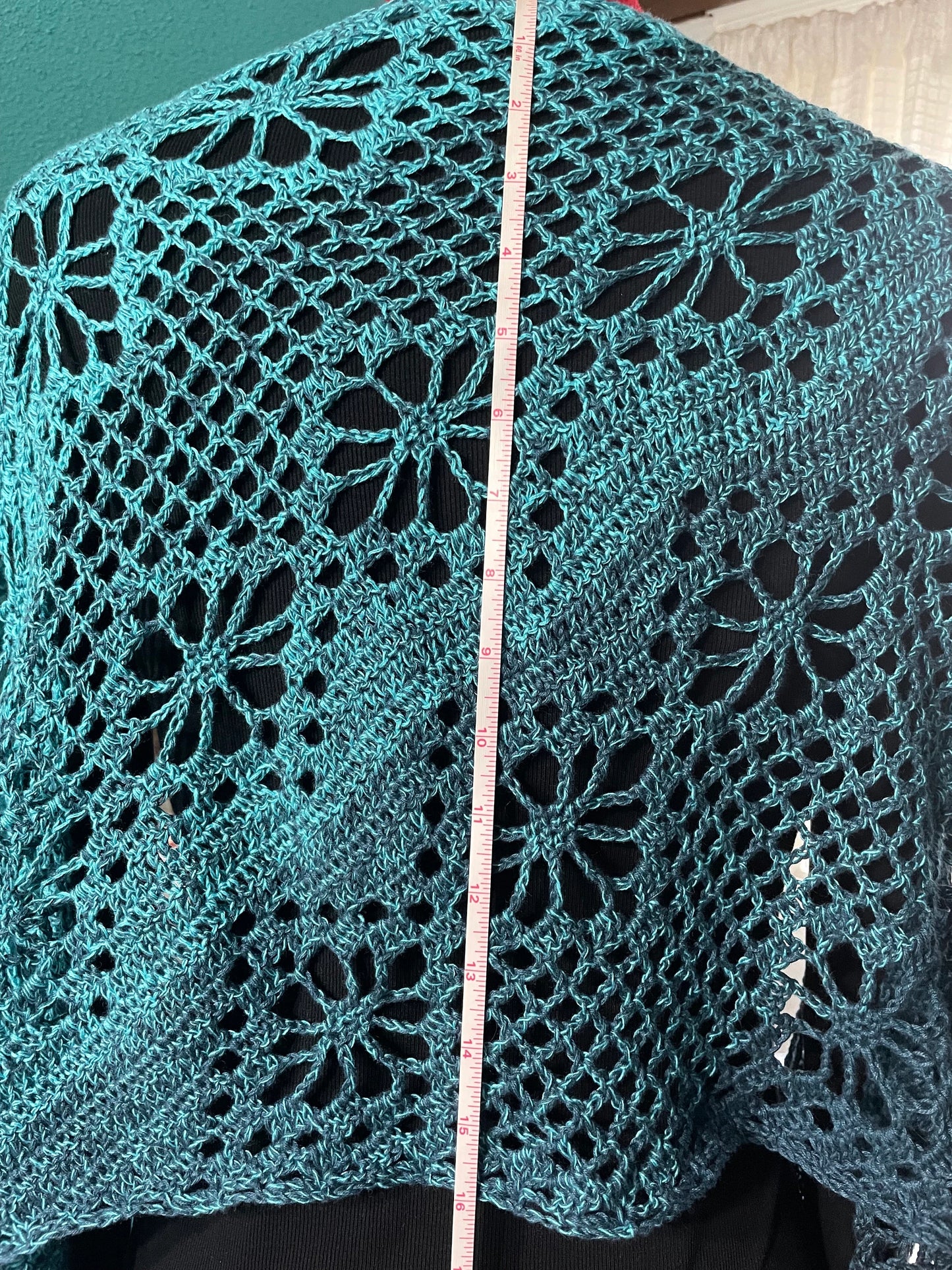 Lace Rectangle Shawl, Blue Ombre Wrap, Diagonal Scarf