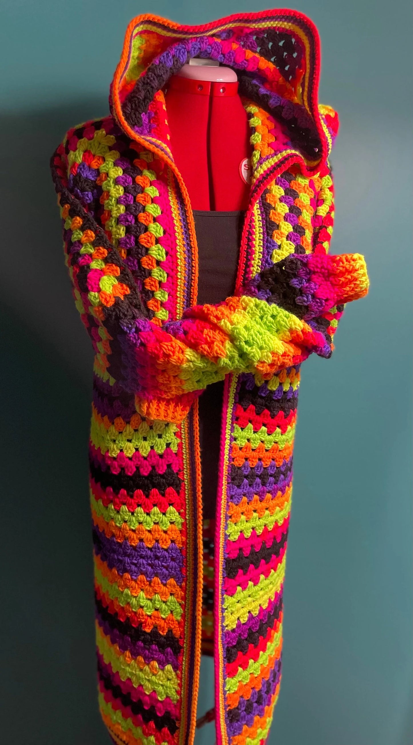 Rainbow Hooded Long Cardigan, Pride wear, LGBTQ2S+, small